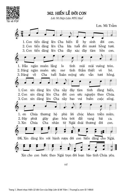 Sheet PDF of Hiến Lễ đời Con