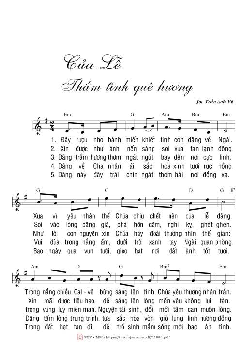 Sheet PDF of Của Lễ Thắm Tình Quê Hương
