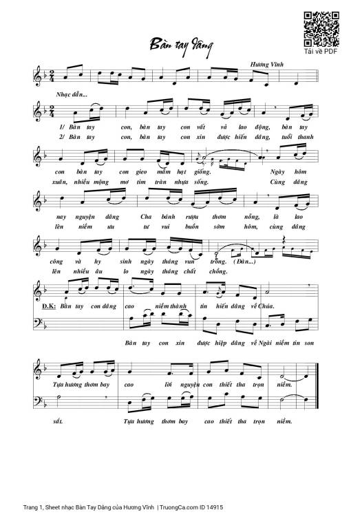 Sheet PDF of Bàn Tay Dâng - Hương Vĩnh