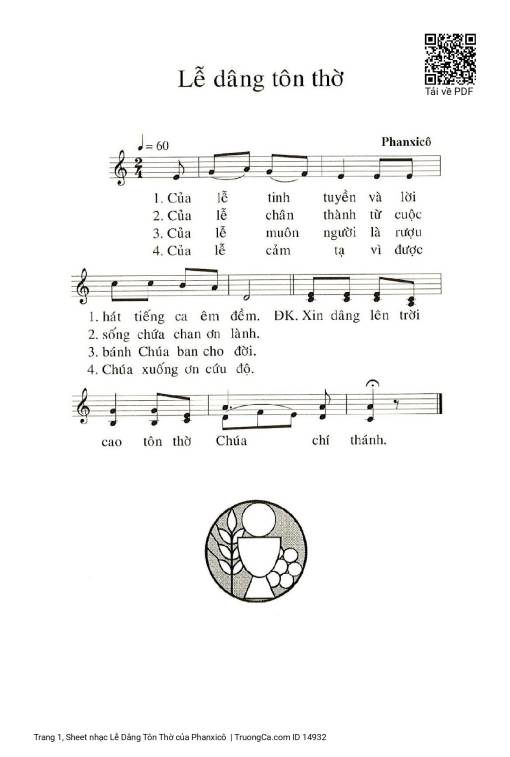 Sheet PDF of Lễ Dâng Tôn Thờ