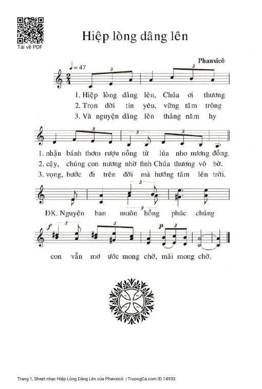 Sheet PDF of Hiệp Lòng Dâng Lên