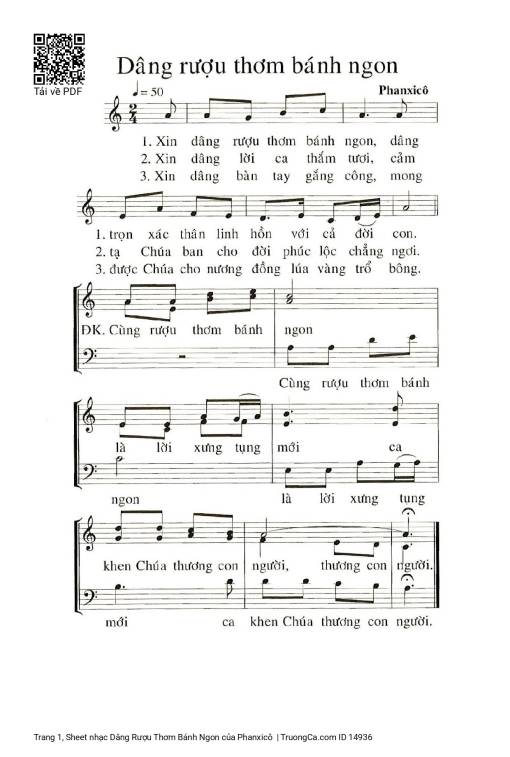 Sheet PDF of Dâng Rượu Thơm Bánh Ngon