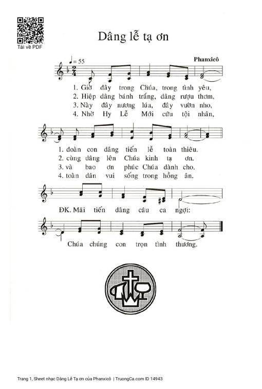 Sheet PDF of Dâng Lễ Tạ ơn