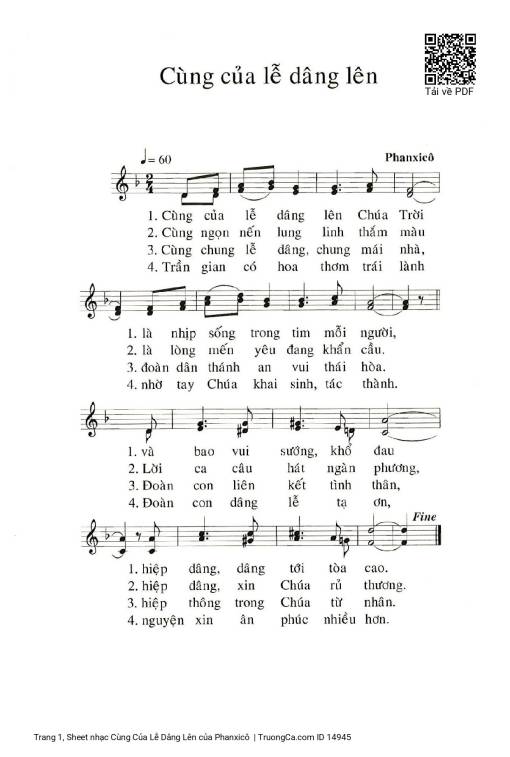 Sheet PDF of Cùng Của Lễ Dâng Lên