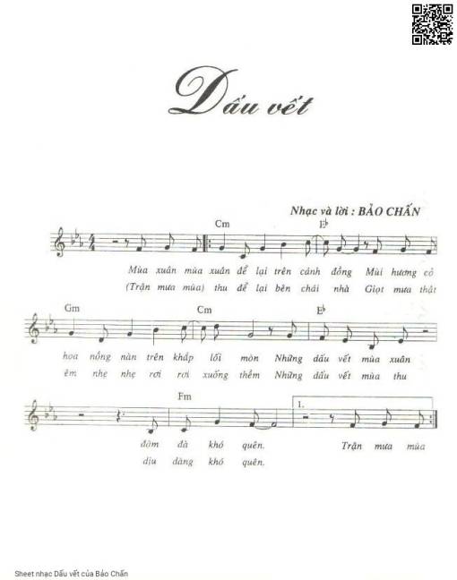 Sheet PDF of Dấu vết - Bảo Chấn