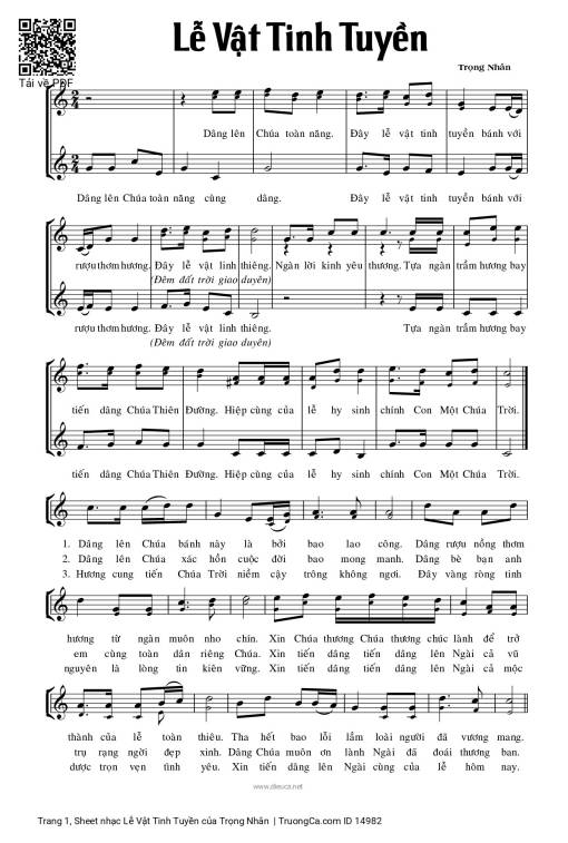 Sheet PDF of Lễ Vật Tinh Tuyền