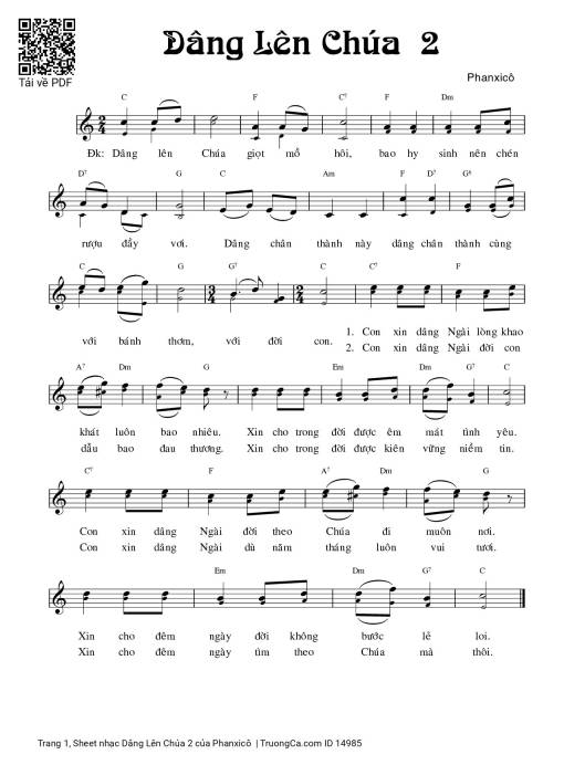 Sheet PDF of Dâng Lên Chúa 2