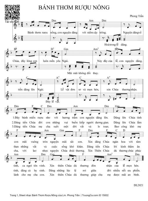 Sheet PDF of Bánh Thơm Rượu Nồng