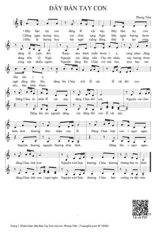 Sheet PDF of đây Bàn Tay Con