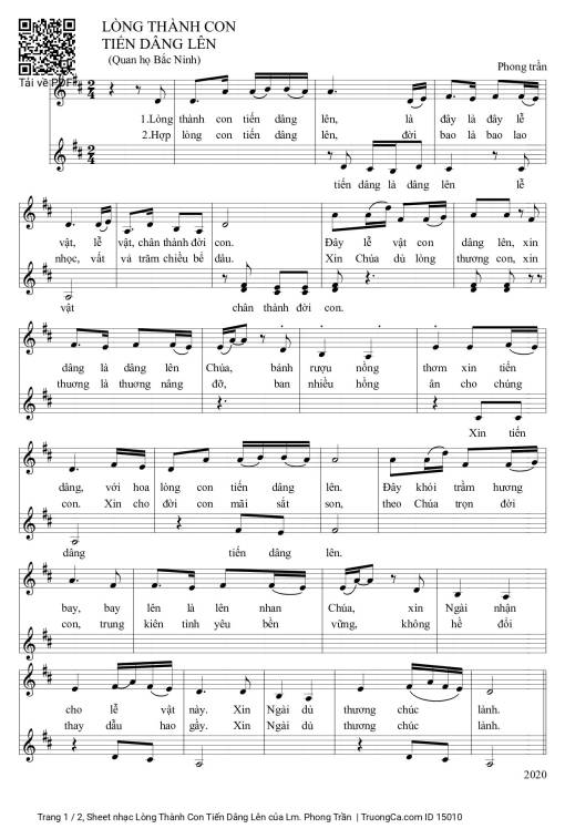 Sheet PDF of Lòng Thành Con Tiến Dâng Lên