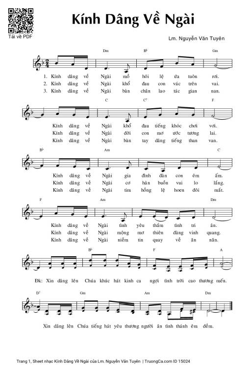 Sheet PDF of Kính Dâng Về Ngài