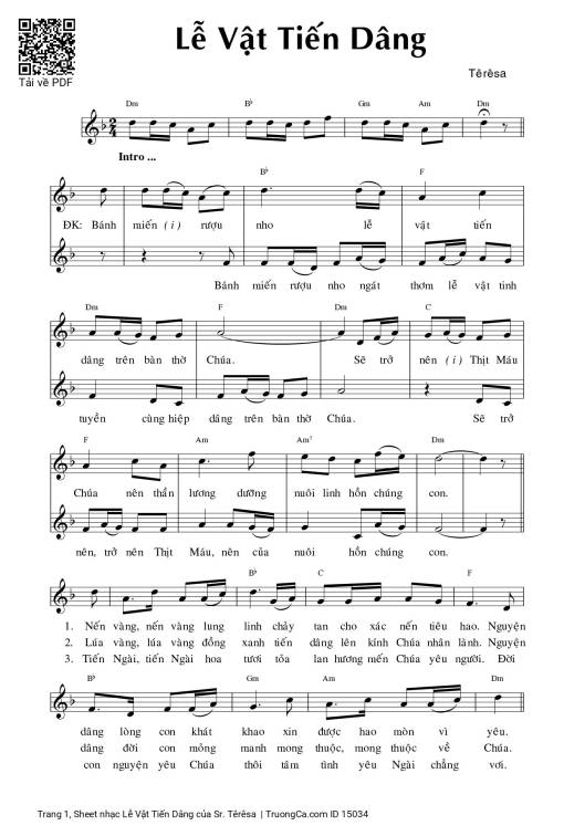Sheet PDF of Lễ Vật Tiến Dâng