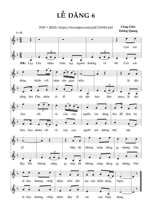 Sheet PDF of Lễ Dâng 6 - Công Giáo & Dương Quang
