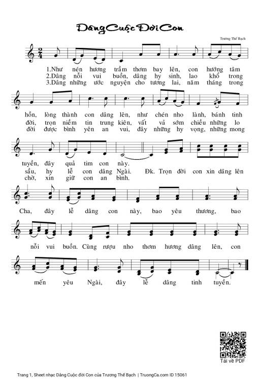 Sheet PDF of Dâng Cuộc đời Con