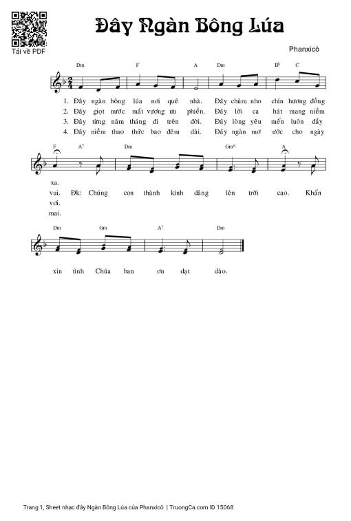 Sheet PDF of đây Ngàn Bông Lúa