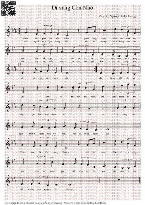 Sheet PDF of Dĩ vãng còn nhớ