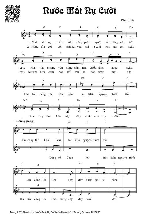 Sheet PDF of Nước Mắt Nụ Cười