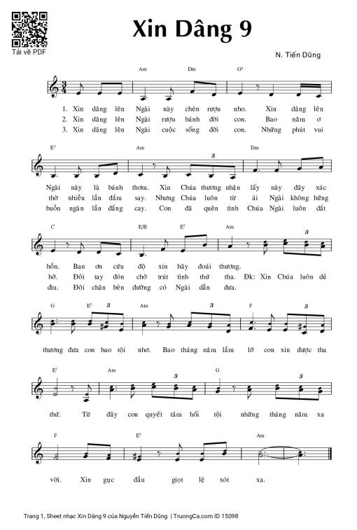 Sheet PDF of Xin Dâng 9 - Nguyễn Tiến Dũng