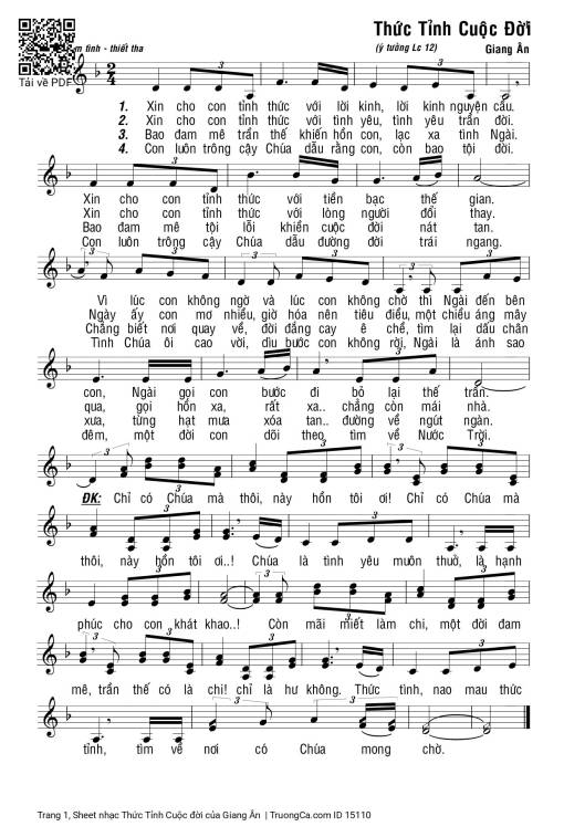 Sheet PDF of Thức Tỉnh Cuộc đời