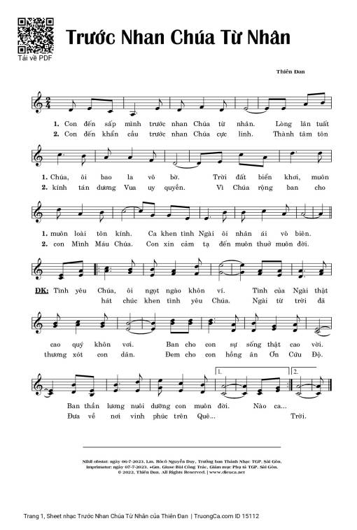 Sheet PDF of Trước Nhan Chúa Từ Nhân