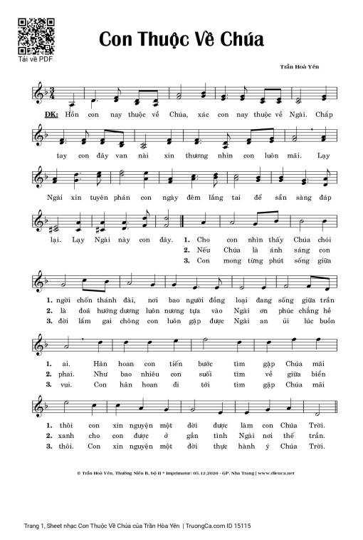 Sheet PDF of Con Thuộc Về Chúa