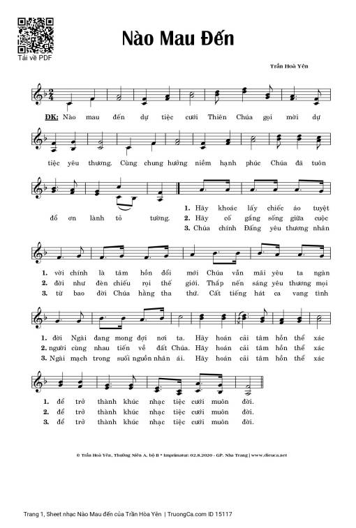 Sheet PDF of Nào Mau đến