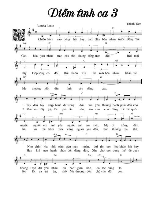 Diễm tình ca 3 sheet Piano