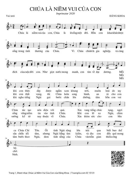 Sheet PDF of Chúa Là Niềm Vui Của Con