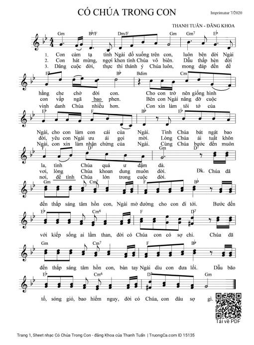 Sheet PDF of Có Chúa Trong Con - đăng Khoa