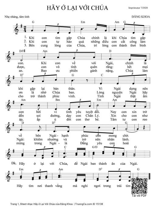 Sheet PDF of Hãy ở Lại Với Chúa