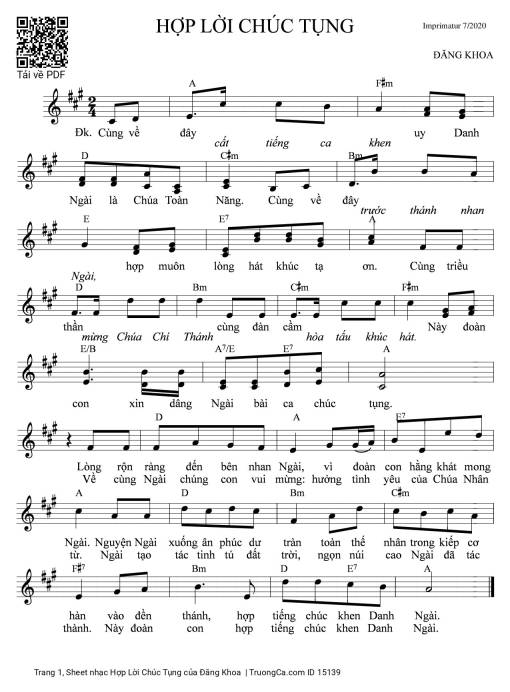 Sheet PDF of Hợp Lời Chúc Tụng