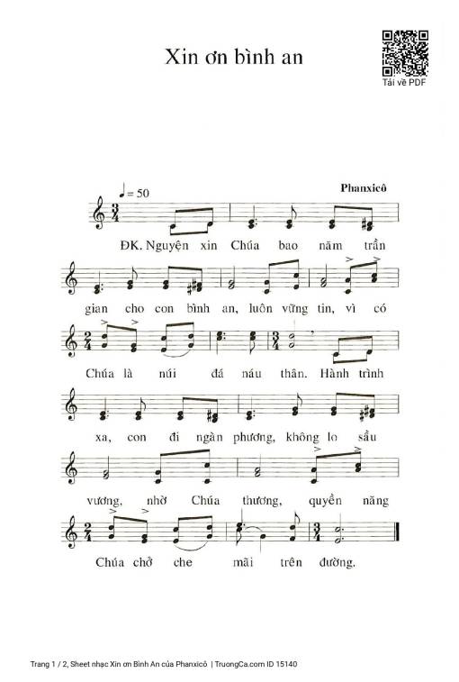Sheet PDF of Xin ơn Bình An
