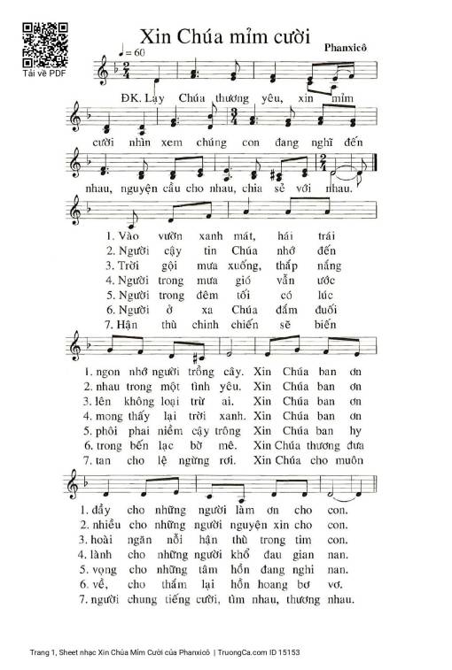 Sheet PDF of Xin Chúa Mỉm Cười