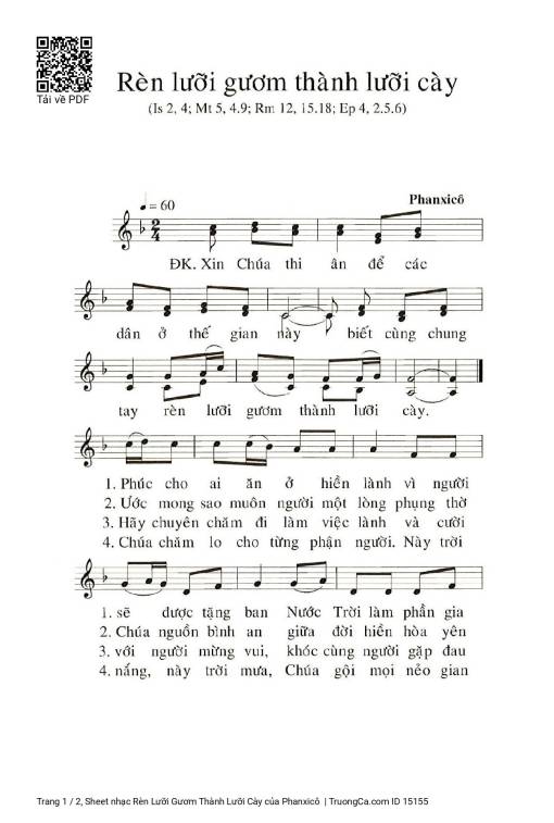 Sheet PDF of Rèn Lưỡi Gươm Thành Lưỡi Cày