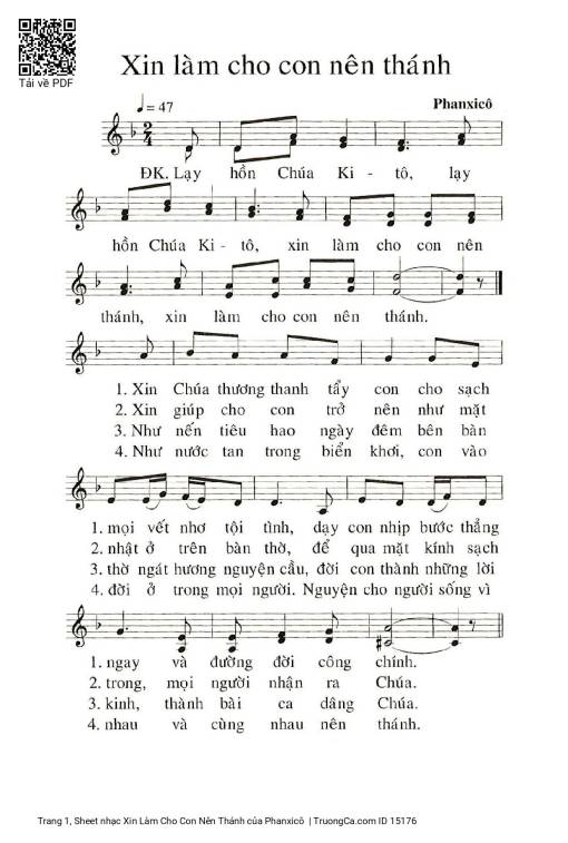 Sheet PDF of Xin Làm Cho Con Nên Thánh