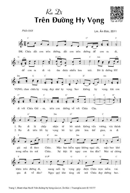 Sheet PDF of Ra đi Trên đường Hy Vọng