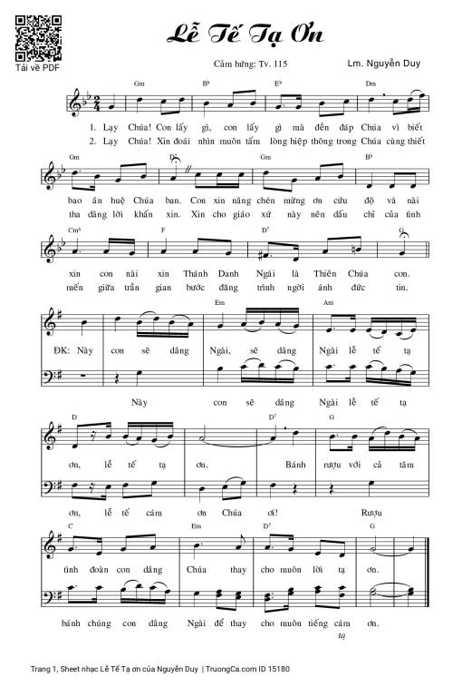 Sheet PDF of Lễ Tế Tạ ơn