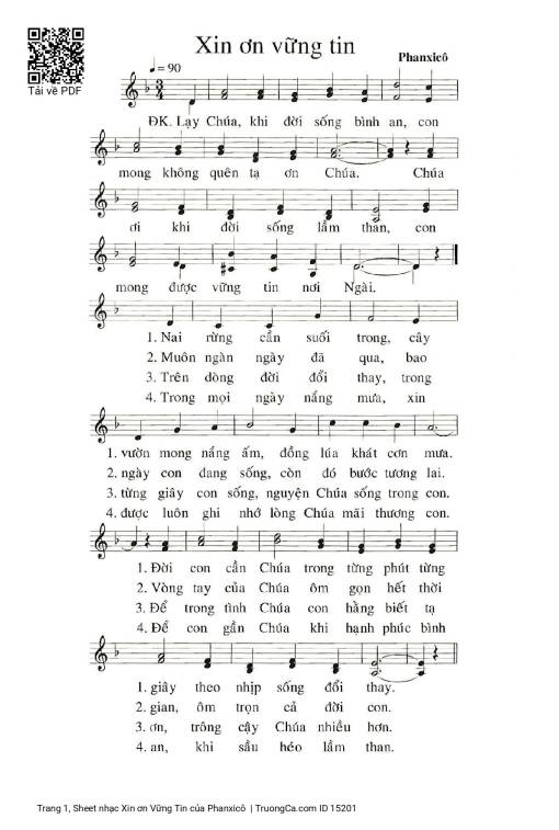 Sheet PDF of Xin ơn Vững Tin