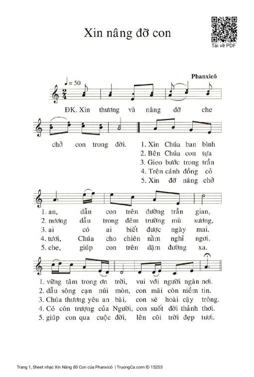 Sheet PDF of Xin Nâng đỡ Con