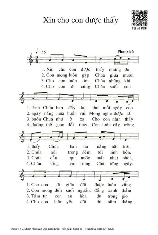 Sheet PDF of Xin Cho Con được Thấy