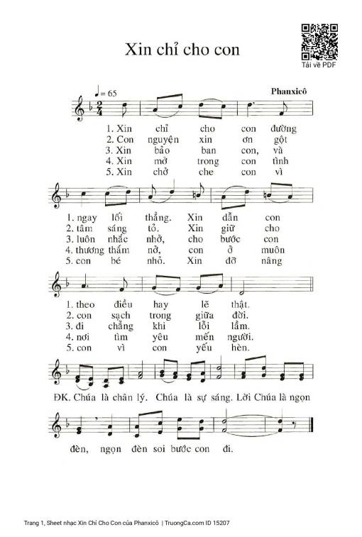 Sheet PDF of Xin Chỉ Cho Con