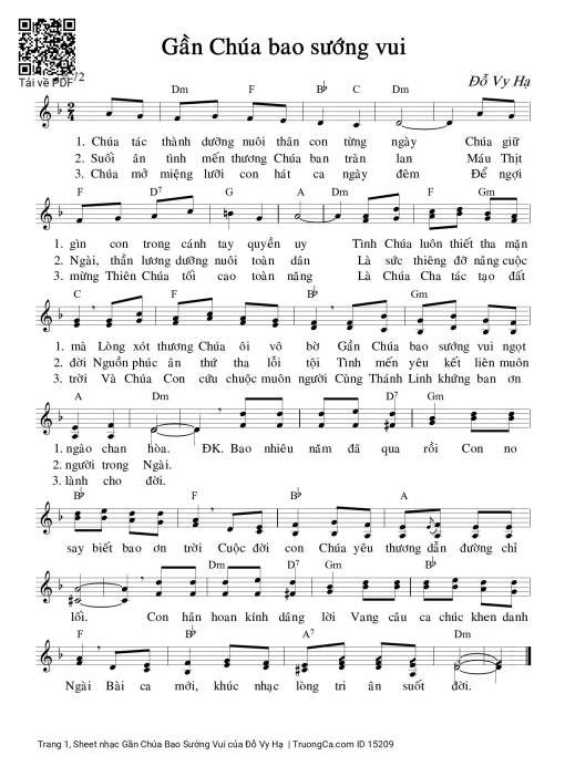 Sheet PDF of Gần Chúa Bao Sướng Vui