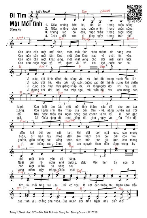 Sheet PDF of đi Tìm Một Mối Tình
