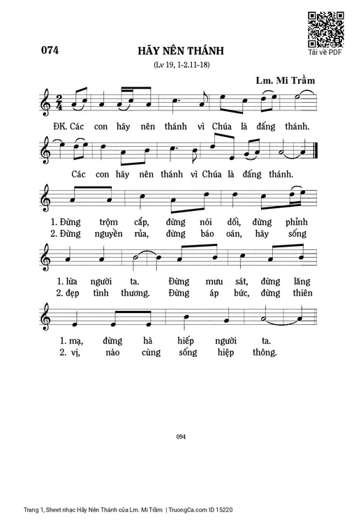 Sheet PDF of Hãy Nên Thánh