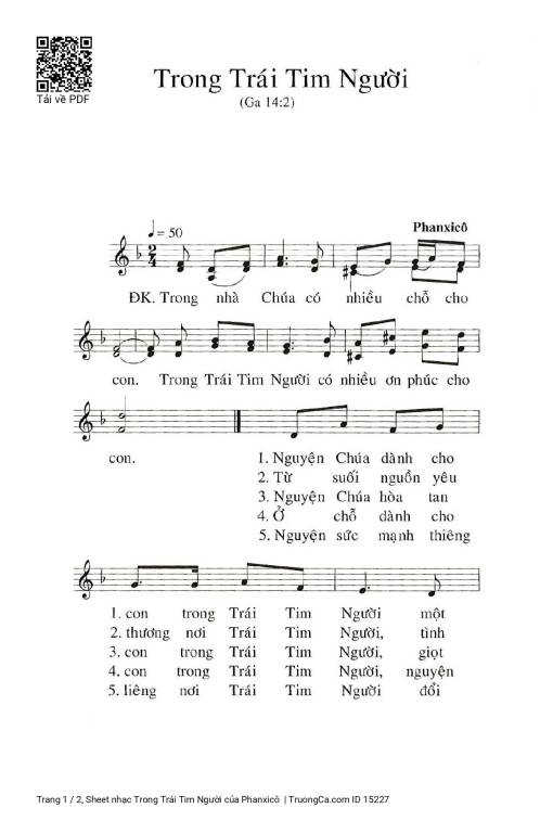 Sheet PDF of Trong Trái Tim Người
