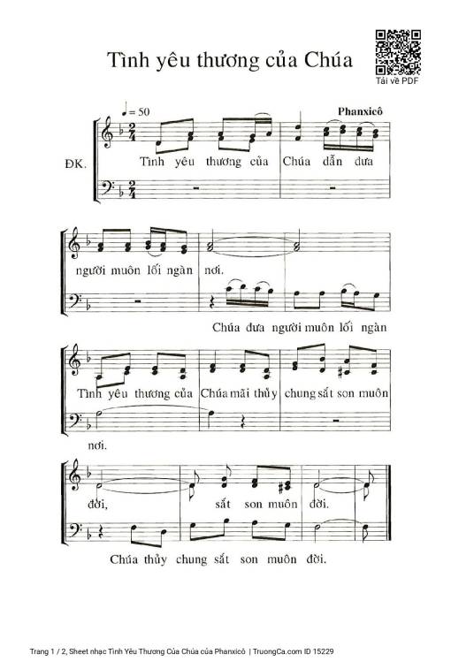 Sheet PDF of Tình Yêu Thương Của Chúa