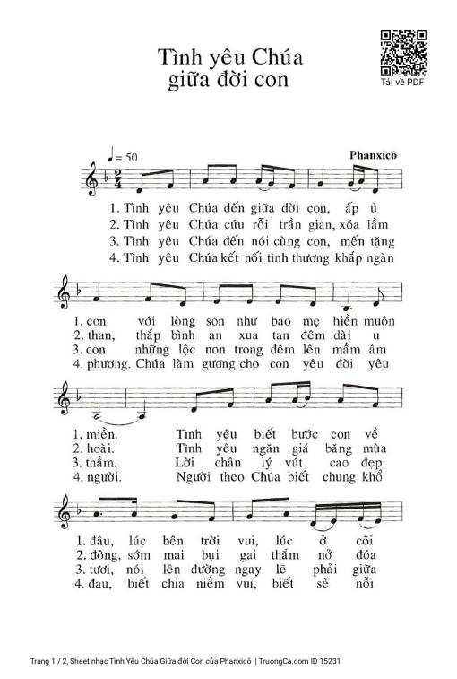 Sheet PDF of Tình Yêu Chúa Giữa đời Con