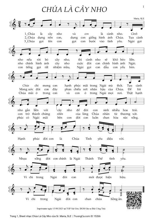 Sheet PDF of Chúa Là Cây Nho