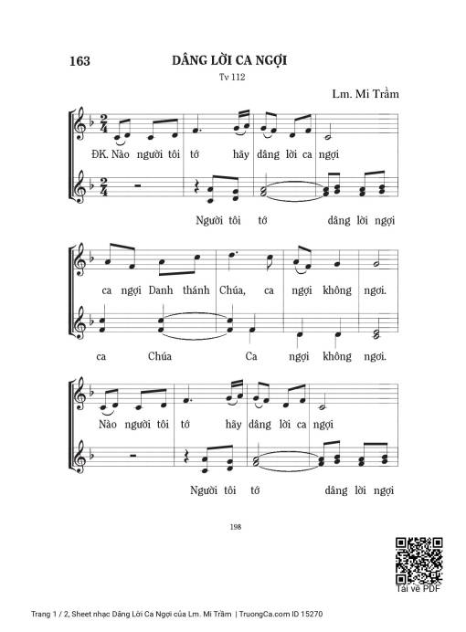 Sheet PDF of Dâng Lời Ca Ngợi