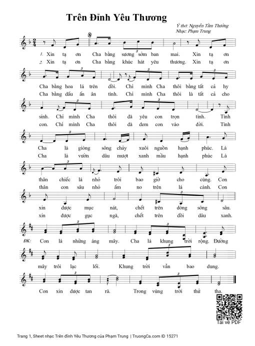 Sheet PDF of Trên đỉnh Yêu Thương